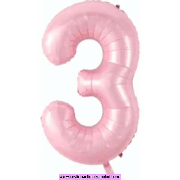 3 Rakam Pembe Folyo Balon